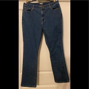 LL Bean Classic Fit Curvy Blue Jeans Womens Size 16 Reg Straight Light Stretch